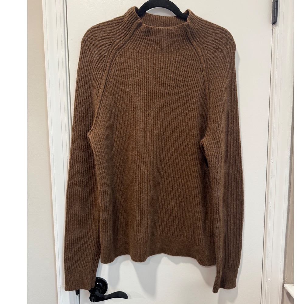 Banana Republic Mens Brown Recycled Italian Wool Ribbed Mock Neck Sweater Size M